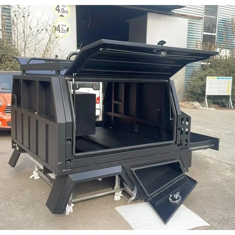 PrimeSelect Waterproof Aluminum Hard Pickup Truck Bed Canopy No Drill Installation Exterior Accsori