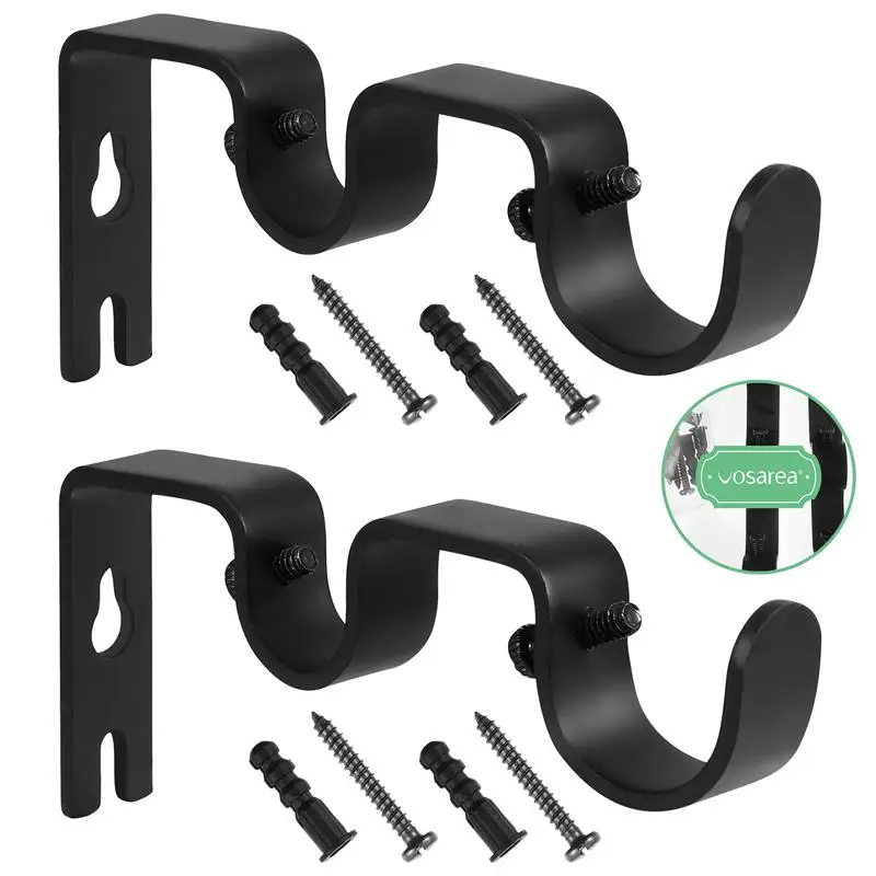 2pcs Curtain Rod Wall Hook Drapery Pole Hook Curtain Pole Bracket Curtain Accessory Curtain Pole Holder Drapery Rod Holder