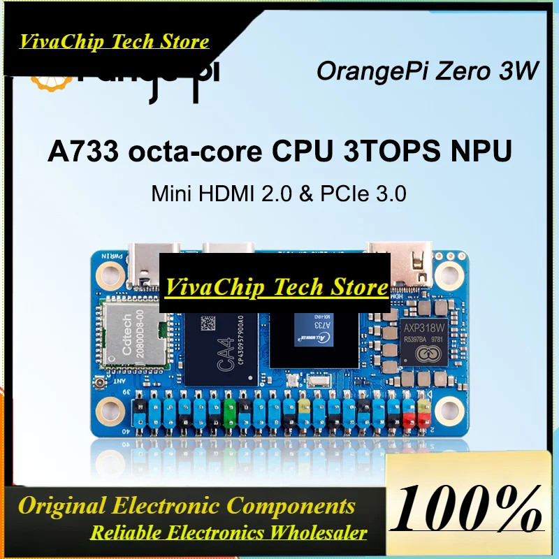 RoRuSOrange Pi Zero3W 12G+Cooling Fan LPDDR5 Mini PC Allwinner A733 Single Board Computer
