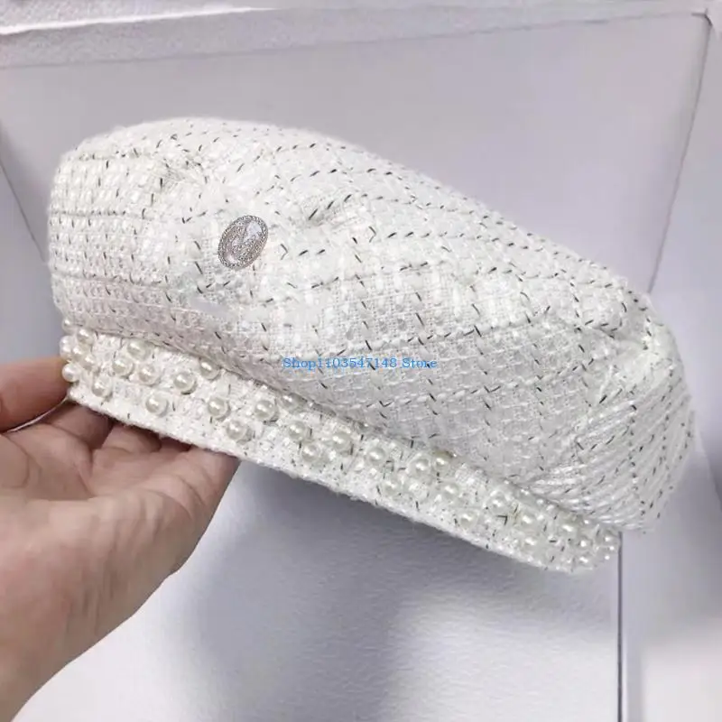 P88B قبعات حلوة منقوشة على الموضة من التويد قبعة رسام أدبي قبعة مثمنة هدية للكريسماس والهالوين للنساء والفتيات #3