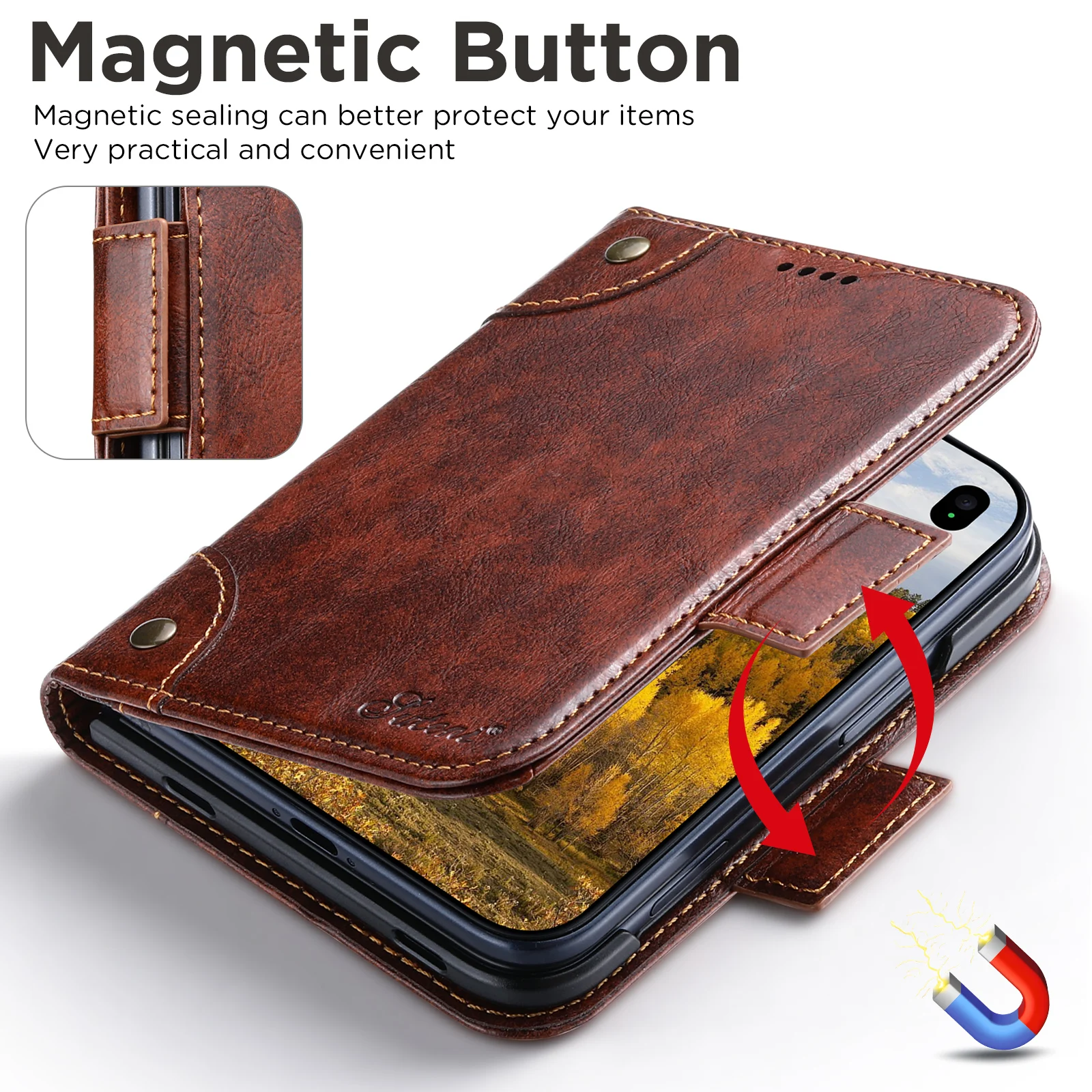 SUTENI – etui na iPhone, model – Leather Wallet Card Holder Phone Cover recenzja i cena