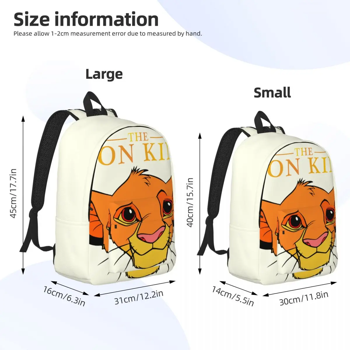 Weekend Picnic Simba Head Classic Retro Washable Adjustable Strap Disney｠The Lion King｠Film Kindergarten Bag  To School Gift