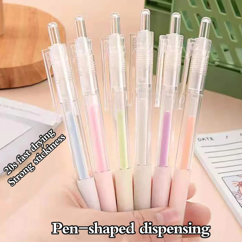 Solid Glue Stick Pen Press Pen Scrapbook Quick Dry Glue Pen High Viscosity Solid Glue Sticks Handmade Stationery Supplies Pens