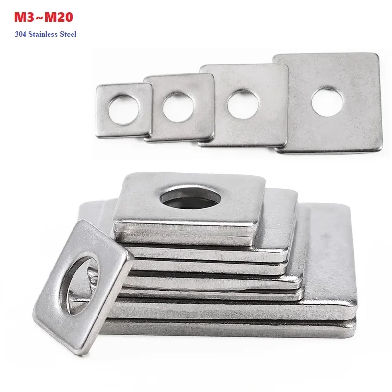 Square Plate Washers M3 M4 M5 M6 M8 M10 M12 M14 M16 M18 M20 304 Stainless Steel Flat Pad Spacer Gasket Square Washers