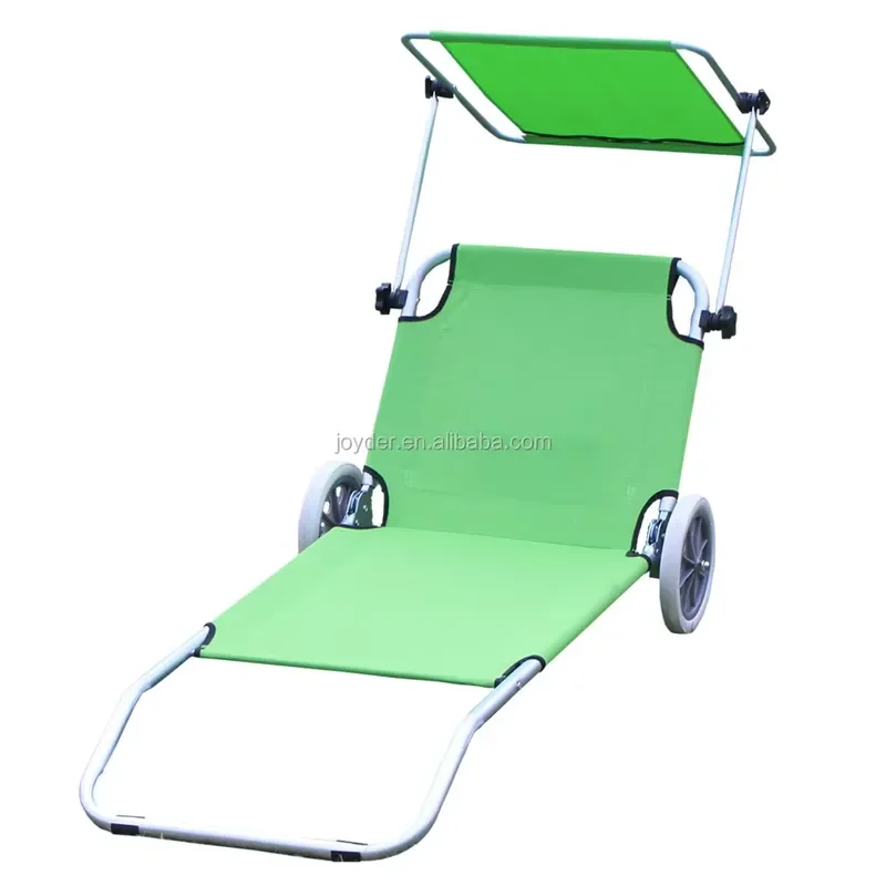 for Portable Foldable Wheels Lightweight Aluminium Lounge Folding Sun Kids Canopy Lazy Beach Chair
