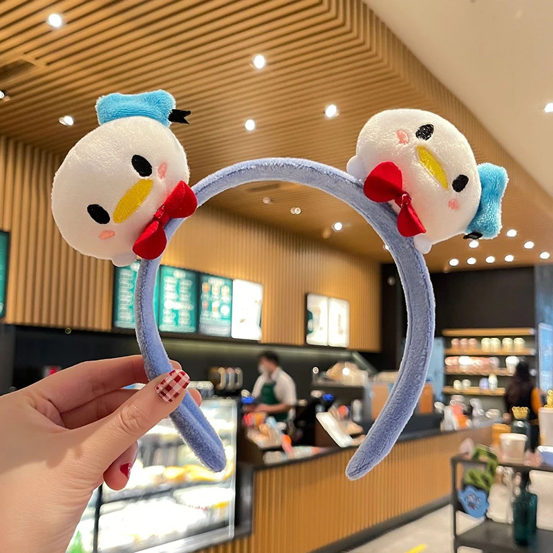 Disney Double Headed Mickey Mouse Ears Hairband Women Cute Cartoon Minnie Donald Duck Headband Girl Hair Accessories Kids Friend