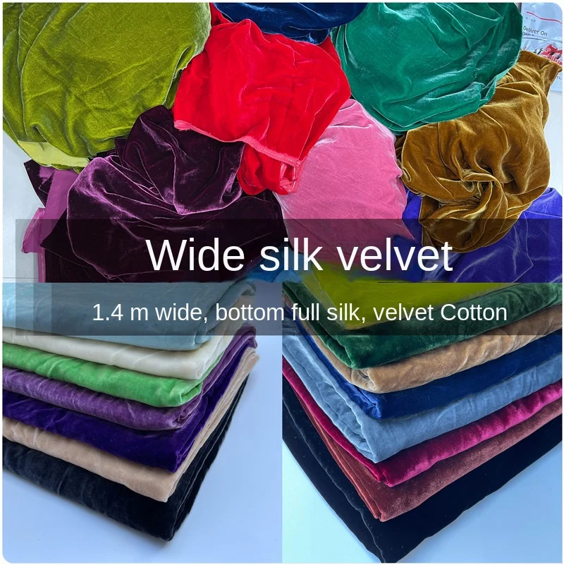 Pure color velvet  silk fabrics of pleuche Age season mulberry silk velvet fabrics for cheongsam dress skirt suit width 110cm