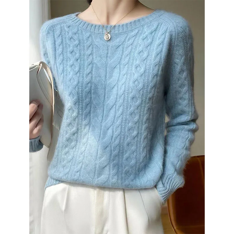 

Вязаный длинный свитер Sve Camere, осенне-зимний повседневный свободный круглый свитер, теплая удобная шерстяная основа irt