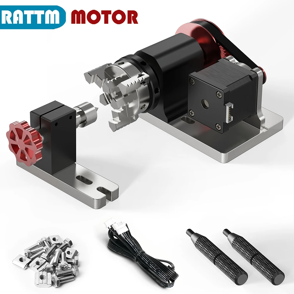 CNC Fourth 4th A Rotary axis With 3 Jaws Chuck +Tailstock For CNC 3018 Pro MAX 4030Pro 3020 plus Engraving Router Machine