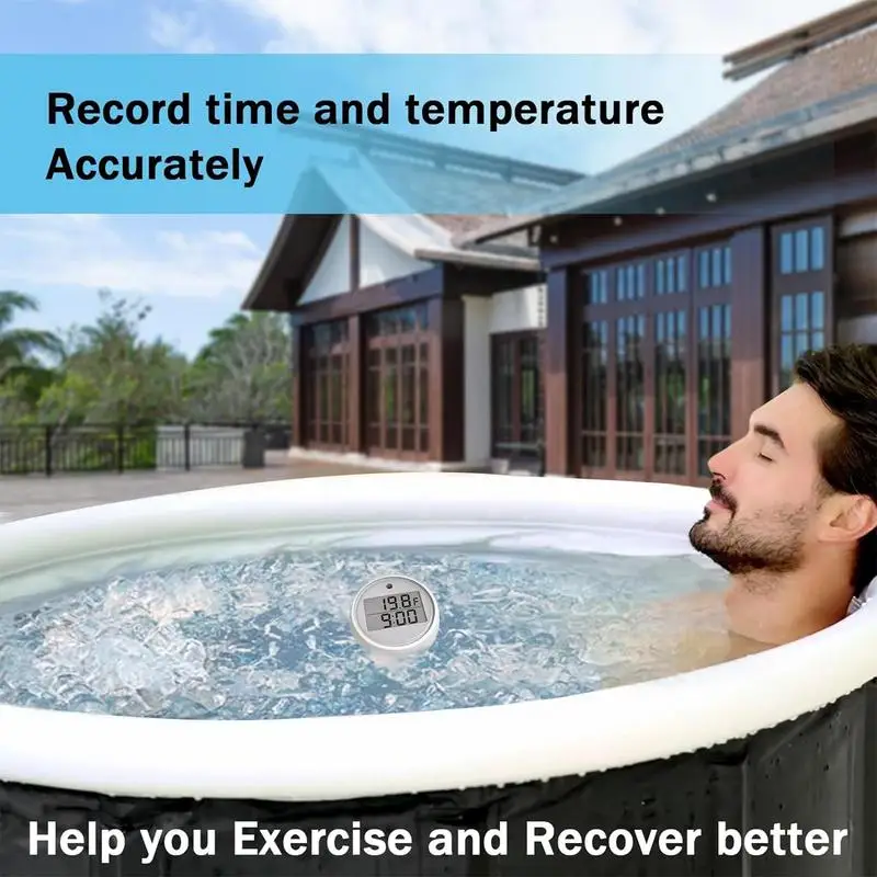 Ice Bath Thermometer Timer Floating Thermometer Waterproof IP67 ice Bath Cold Plunge Accessories Digital Display with Light