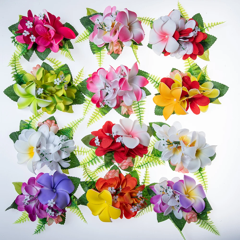 

MIXED COLORS Free Shipping 50pcs/Lot HC00044 Foam Plumeria&Silk Flower Hair Clip Women Accessories Hawaii Tropical Tiara