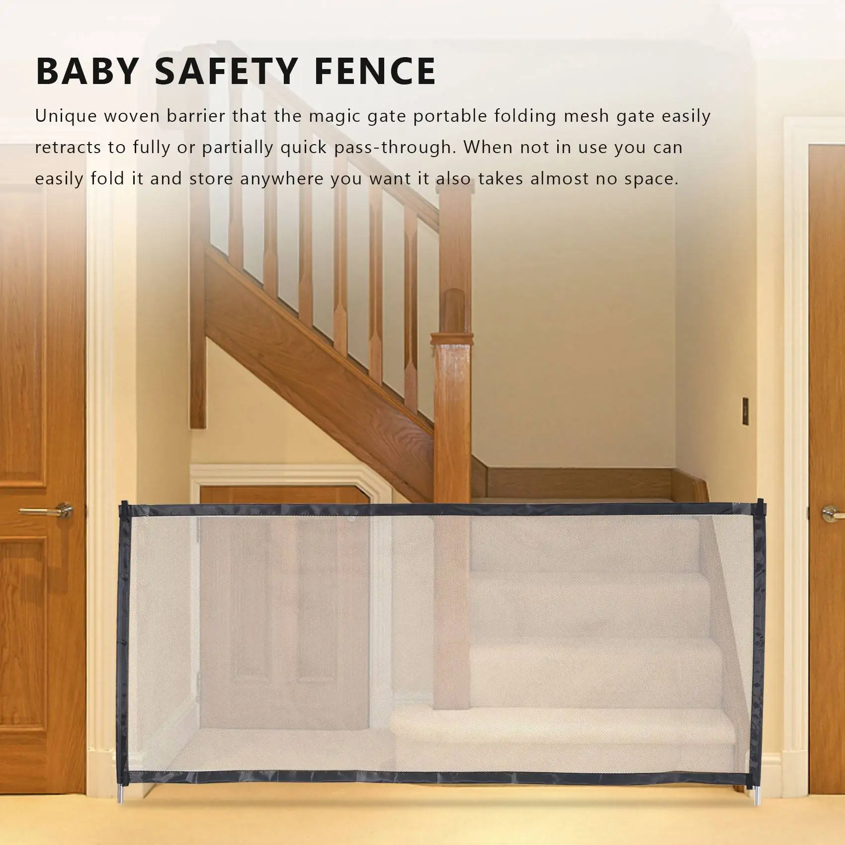 

X18A-Magic Gate Portable Folding Mesh Baby Safety Fencing Gate Protection Indoor And Outdoor Safe Guard For Kids And Pets