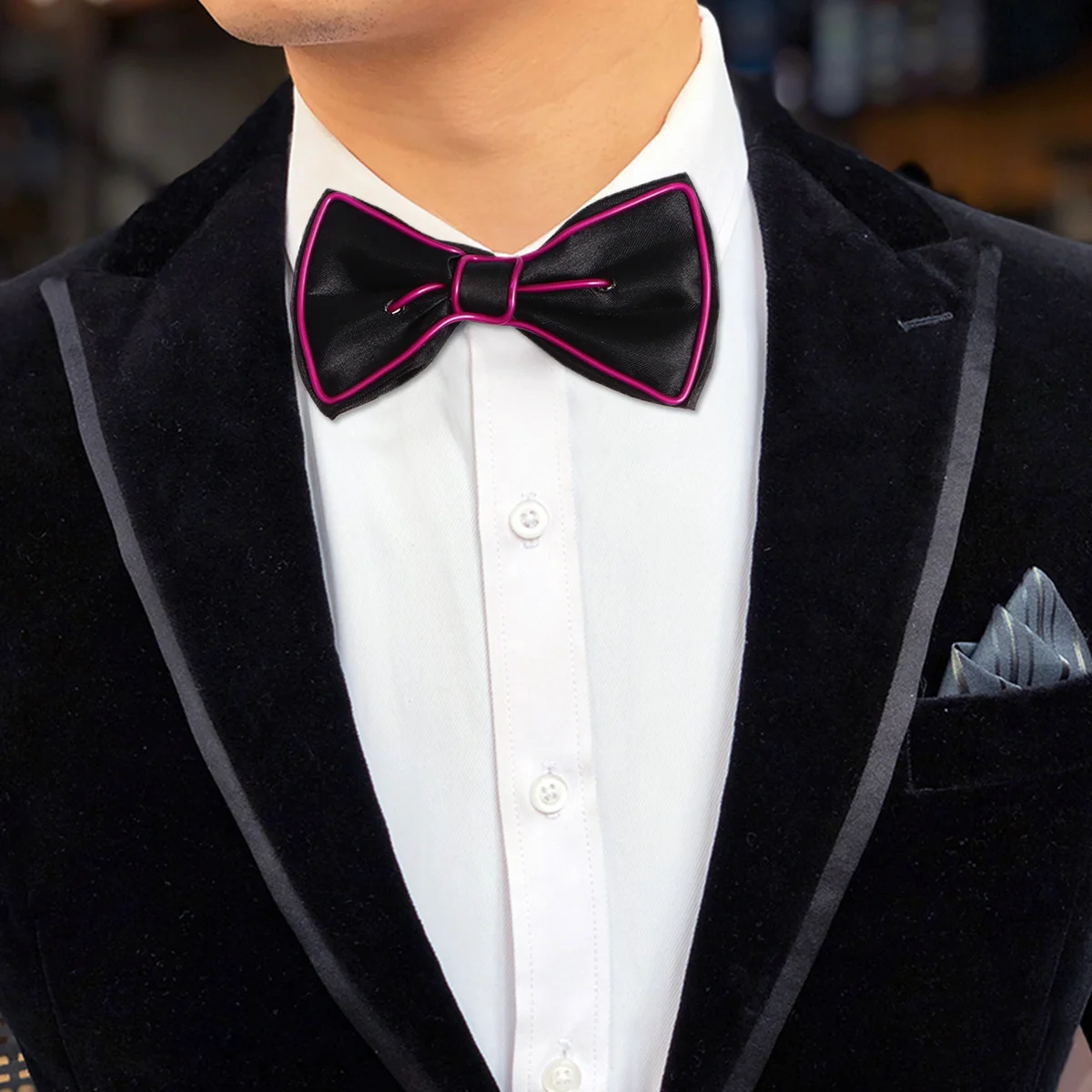 

Purple LED Flashing Bow Tie Glowing Collar Party Dress Up Supplies Suitable for Costume Masquerade Holiday Cosplay