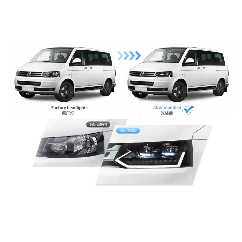 Car Led Headlights For VW Volkswagen Caravelle T5 2011-2015 Multivan Doubleback California Modified Led Front Lights Assembly