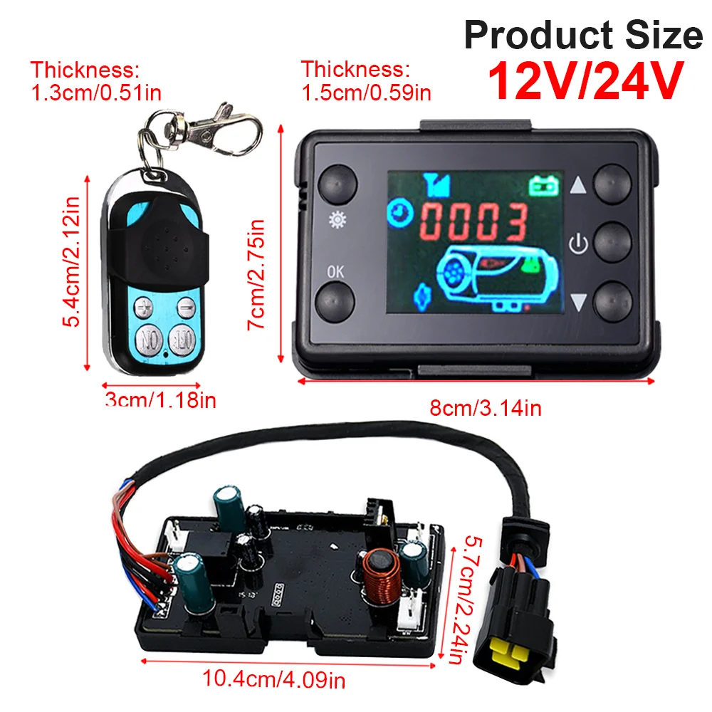 Car Air Heater Parking Controller Kit LCD Monitor Switch Remote Control 12V 24V For Auto Bus Truck Diesels Airs Heaters