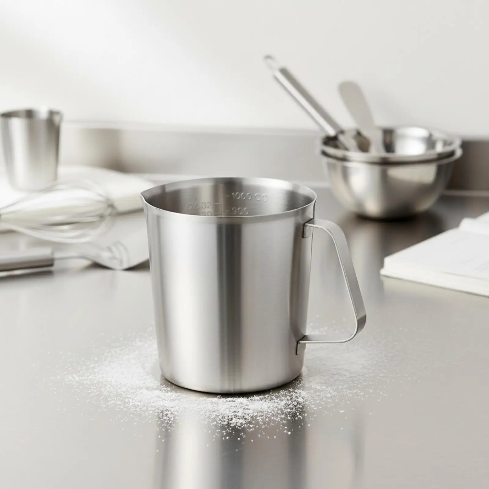 Durable Brushed Steel Measuring Cup for Kitchen Prep Precise Liquid Pouring and Measurement Tasks