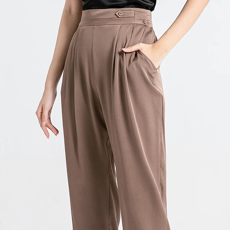 

Birdsky, 1PC Women harem trousers pants pant elasticband back high waist 95%real mulberry silk 5% spandex 2 colors, S-941