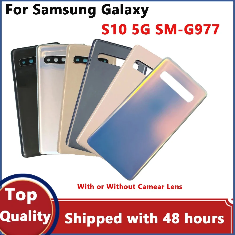 

5 PCS New Back Cover For Samsung Galaxy S10 5G With Lens Back Battery Cover Glass Door For SM-g977 Rear Housing Glass Case