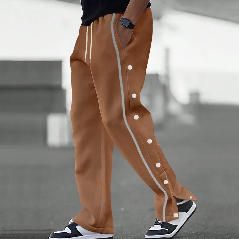 2025 New Spring and Autumn New Jacquard Long Pants Single breasted Patchwork Loose Large Casual Pants Versatile Sanitary Pants