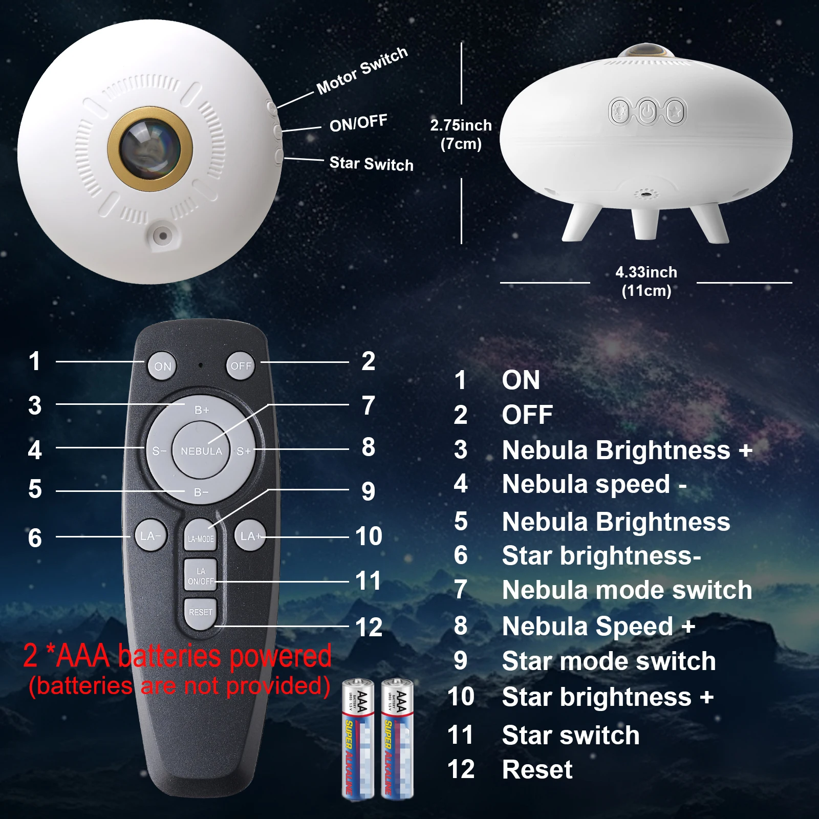 UFO Projector Portable Design UFO Projector Galaxy Night Light - UFO Star Projector Starry Sky Nebula Ceiling LED Light