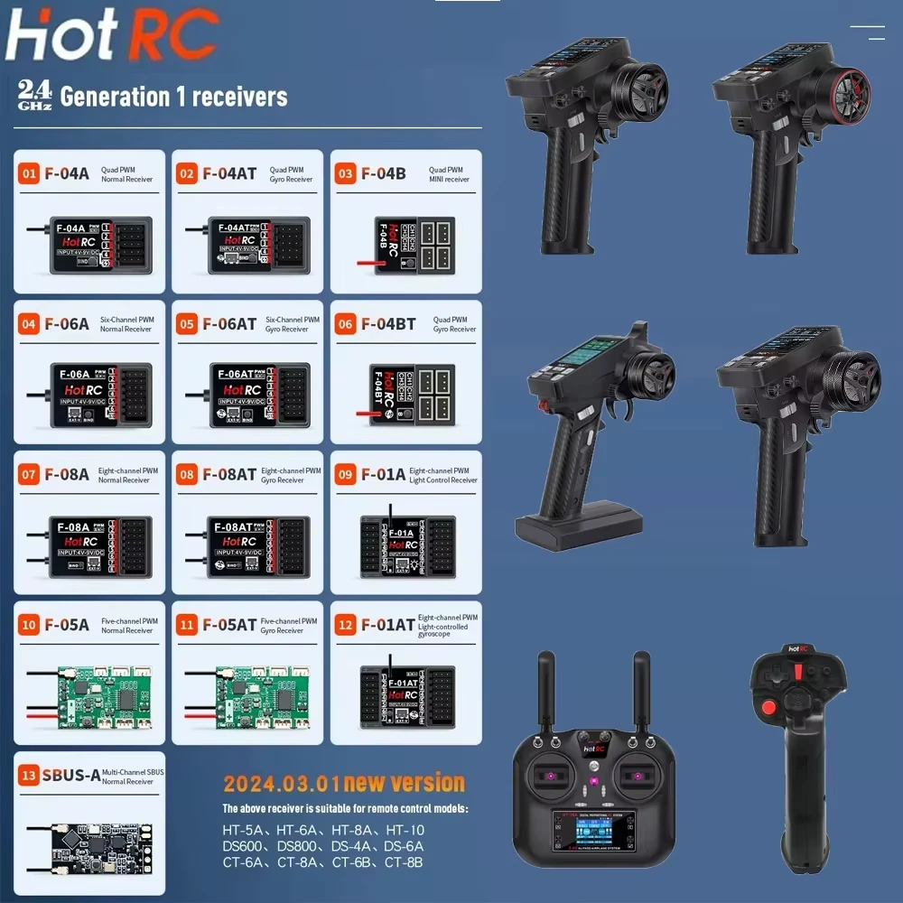 HotRC Hot RC CT-6A CT-8A CT-10B HT-10A DS-4A 2.4GHz Radio System Remote Controller for rc car trawler fishing boat tank airplane