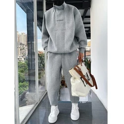 Ensemble de survêtement deux pièces Hip Hop pour hommes, pantalon, vêtements de sport, vêtements de mode, document solide, survêtement de jogging imbibé, automne, hiver, 2023