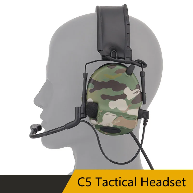 

C5 Tactical Headset Pickup and Noise Reduction Tactical Headphone Headworn Communication Equipment Anti Noise Earphones