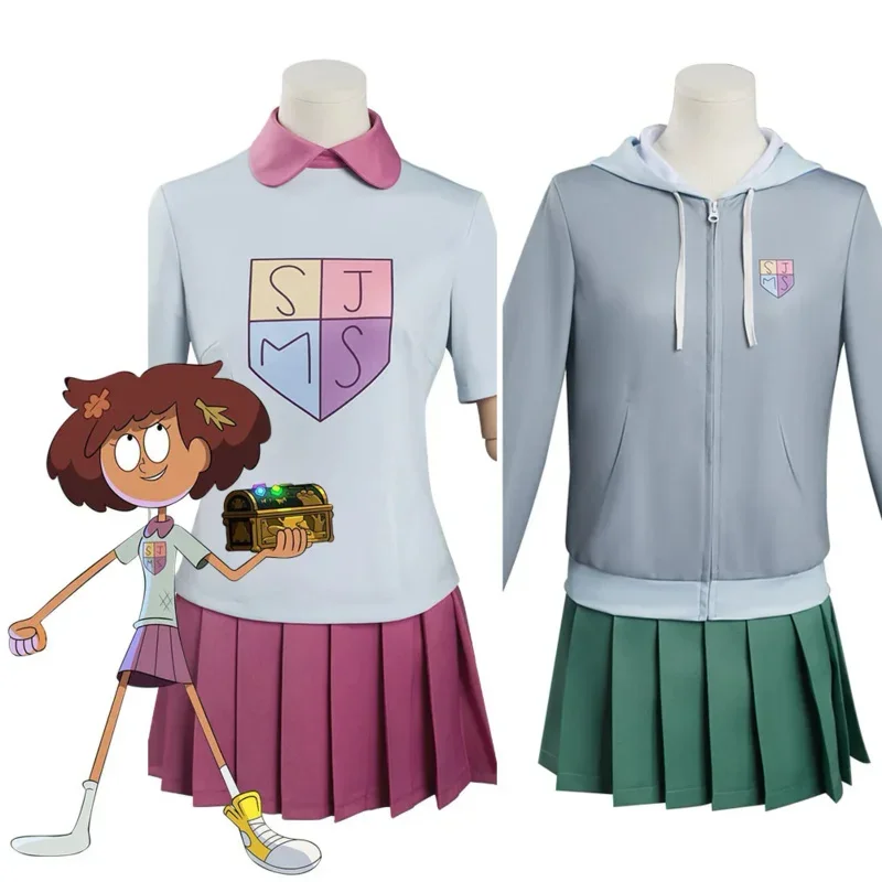 Amphibia Marcy Wu Anne Boonchuy Cosplay Costume pour femmes et filles, jupes uniformes, tenues d'Halloween, carnaval trempé