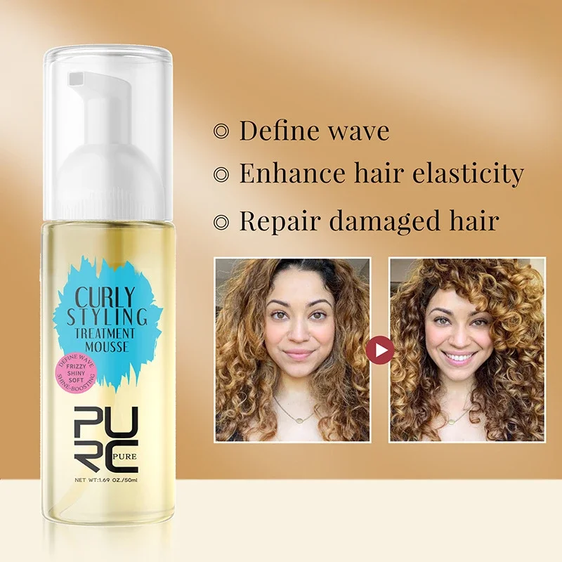 Tratamiento para el cabello rizado, Mousse, productos para el cabello ondulado, champú Alisador, aceite de ricino para Frizz dañado seco, cuidado del cabello