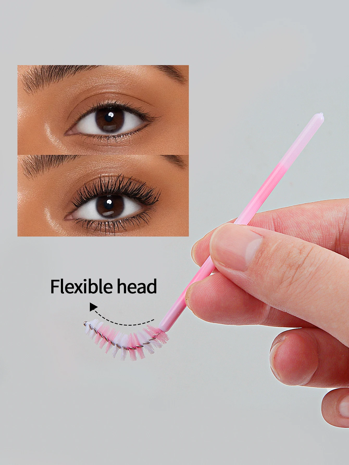 レインボーまつげブラシ,マスカラワンド,眉毛アプリケーター,まつげエクステ,化粧品化粧道具,50個