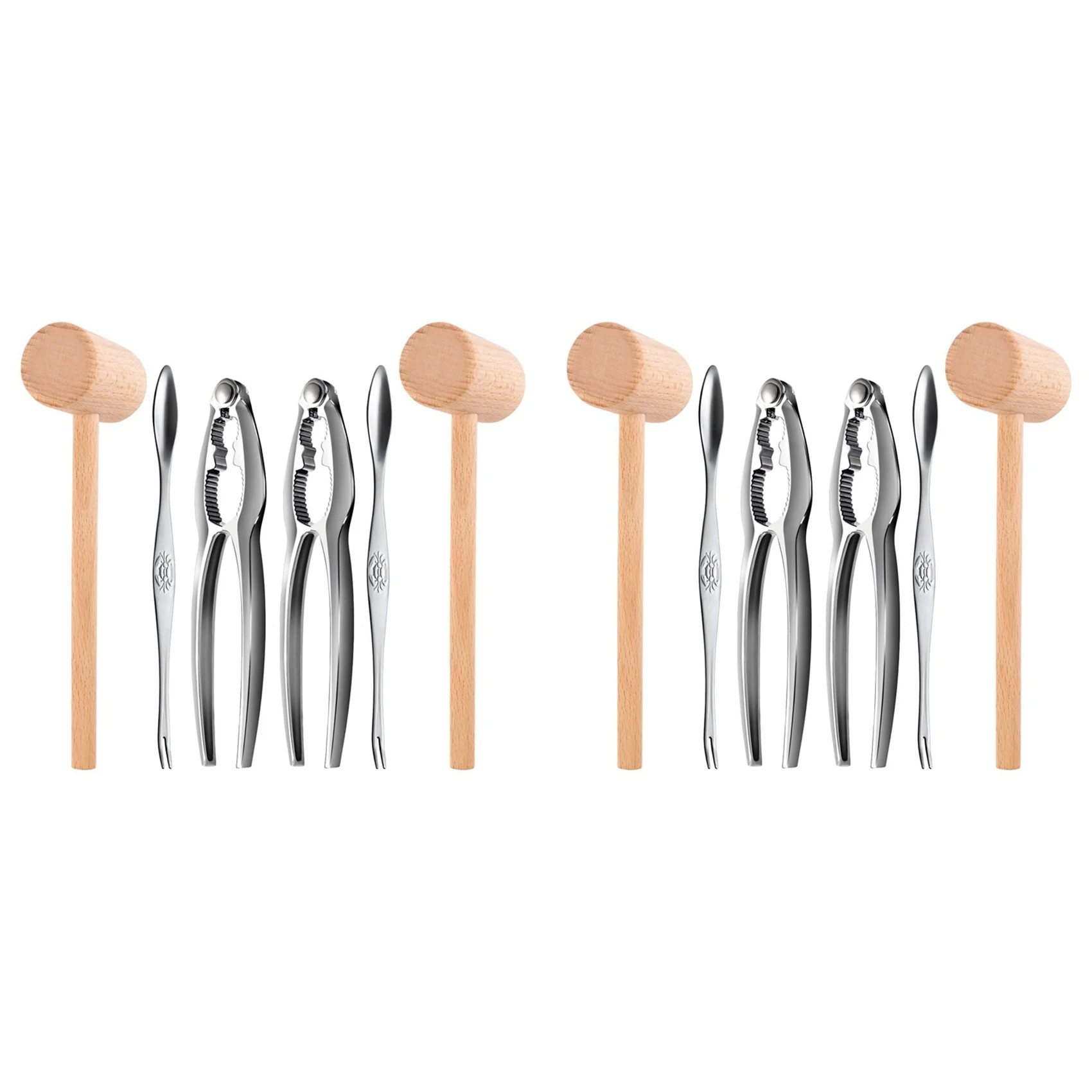 A98E-12Pcs Seafood Tools Set Including 2 Forks 2 Lobster Crackers Nut Cracker ,Crab Crackersand 2 Lobster Crab Mallets