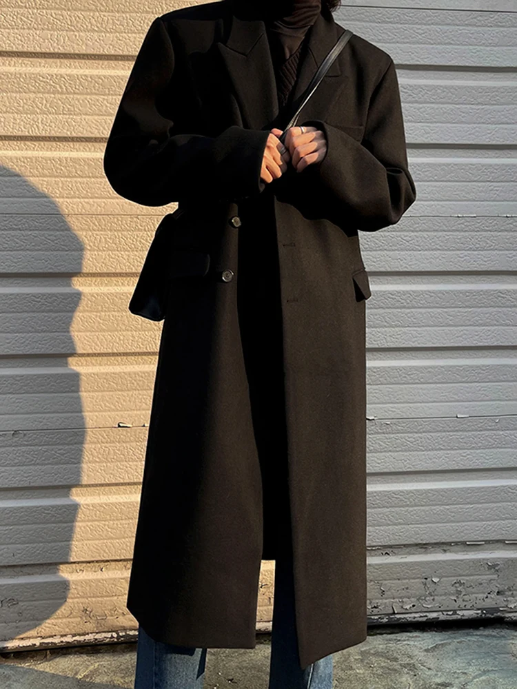 

Мужское шерстяное пальто MRCYC средней длины, утепленное, осенне-зимнее, в корейском стиле, свободного кроя, премиум-класса, из смесового хлопка, ветровка