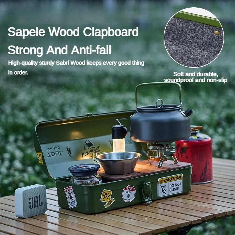 Portable Handheld Metal Storage Box Outdoor Camping Toolbox with Stickers Miscellaneous Waterproof Storage Box