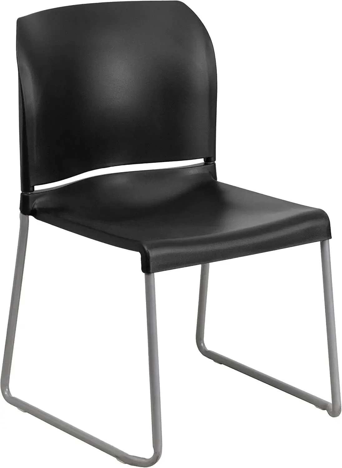 Hercules Series Contoured Stacking Chairs for Waiting Rooms and Offices, Ergonomic Lobby Chairs with Curved Back, Set of 5, Blac