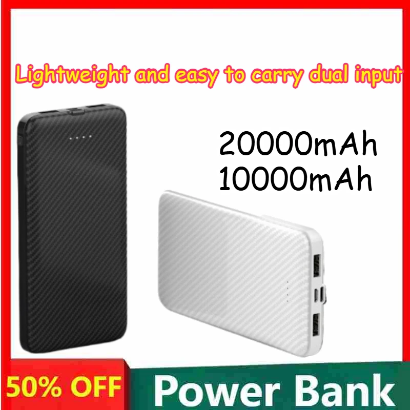 20000mAh 10000mAh Power Bank with Large Capacity Fiber Texture Case Design Thin and Easy To Carry Dual Input