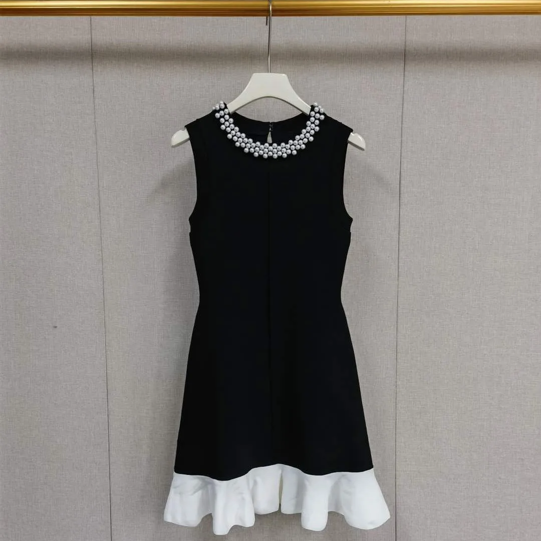 

MaSande Spring 2025 Women's Embellished Collar Bell Sleeve Waist Cinched Dress French Style Knitted X-Shape Daily Wear