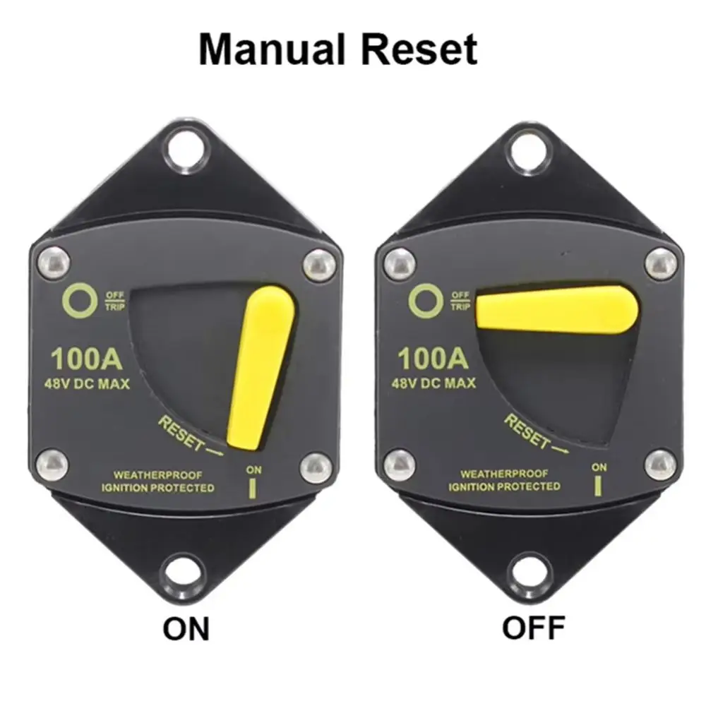 

30A-300A Marine Circuit Breaker Waterproof Dual Battery Manual Reset Circuit Breaker Overload Protection Stable Performance