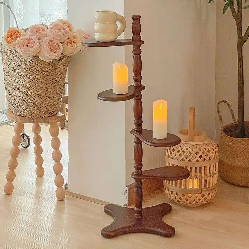 Mid-Century Corner Shelf,Multi-Tier Wall Mounted Display Rack for Cups,Vintage Style Decorative Storage ,Home Decor Accent