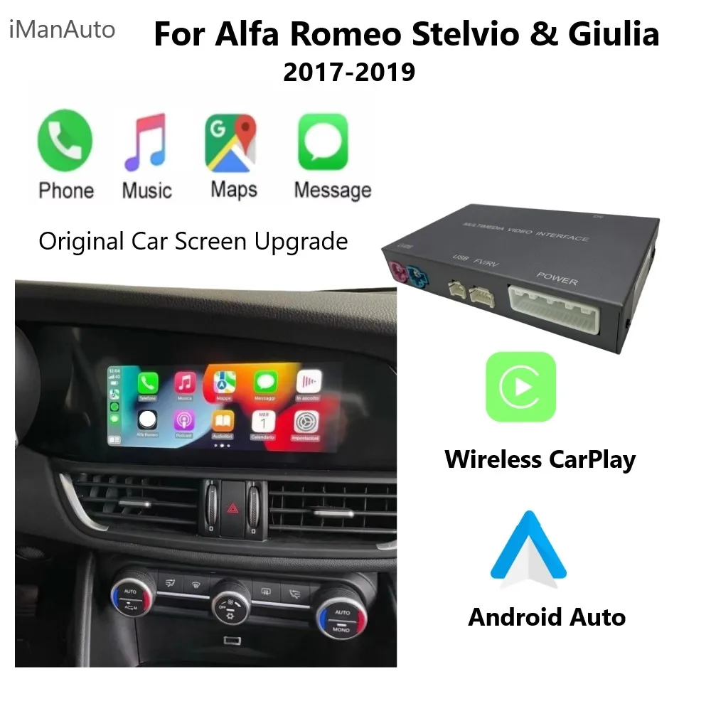 IManAuto Wireless CarPlay Android Auto Module For Alfa Romeo Stelvio & Giulia 2017-2019 AirPlay Navigation CarPlay Function