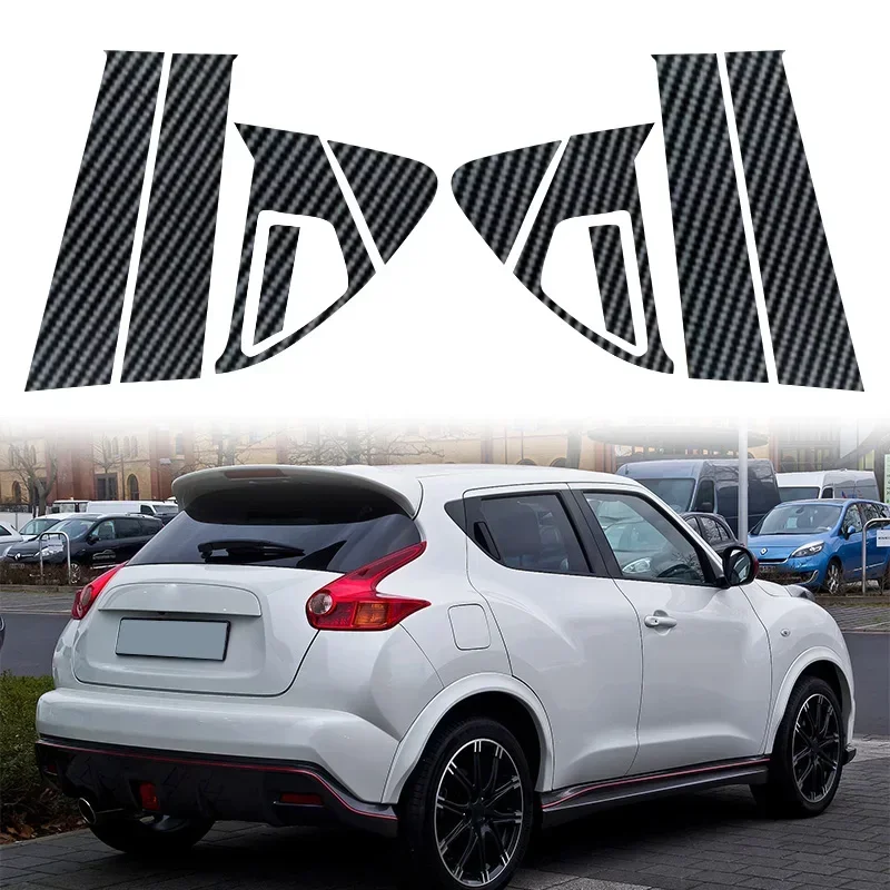 10Pcs Window Door Column BC Pillar Post Cover MouldingTrim Decal Carbon Fiber Look For Nissan Juke 2011-2013 2014 2015 2016 2017