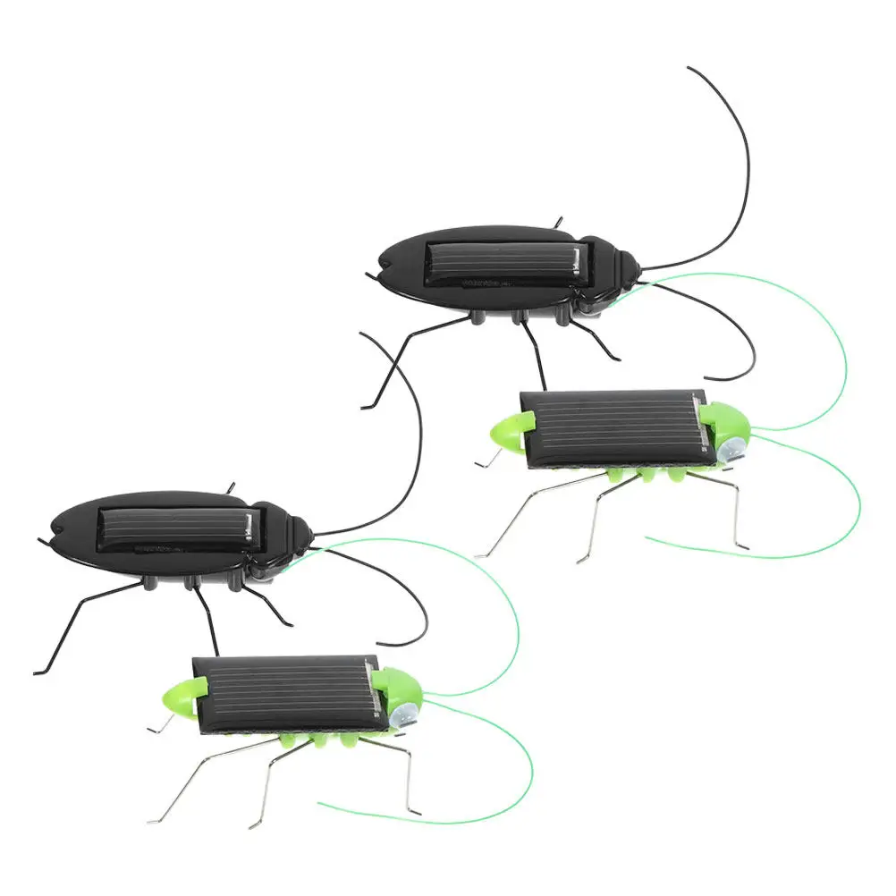 4Pcs Solar Powered Plastic Insect Simulation Grasshopper Cockroach Crawling Kit Educational Science Experiment Solar Energy Prop