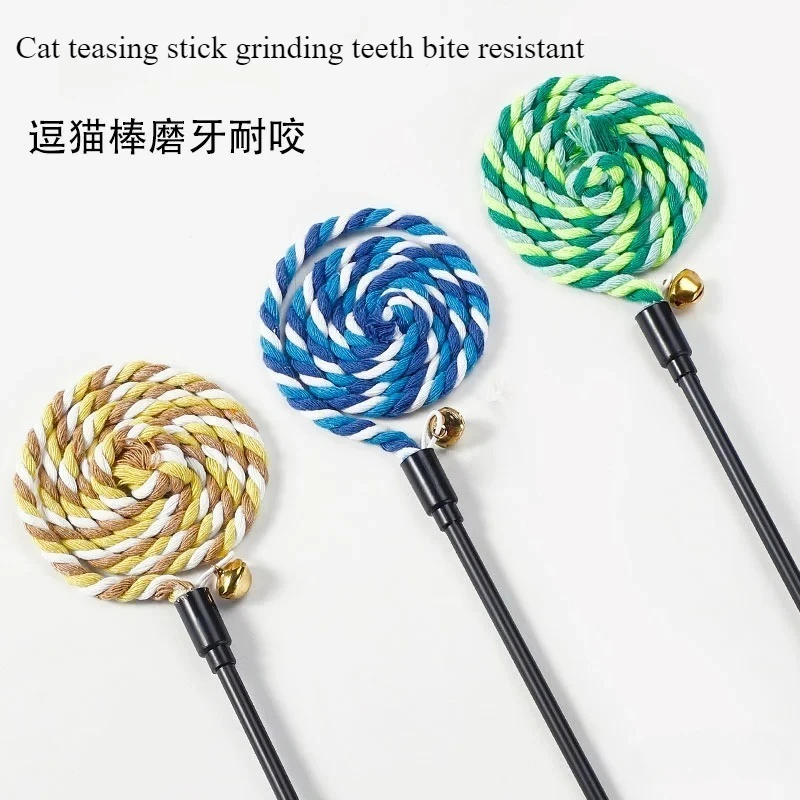 

Teasing Stick Cat Toy Self Fun Long Rod Cotton Rope Ribbon Pet Kitten Pet Toy Supplies Cat Toys Interactive