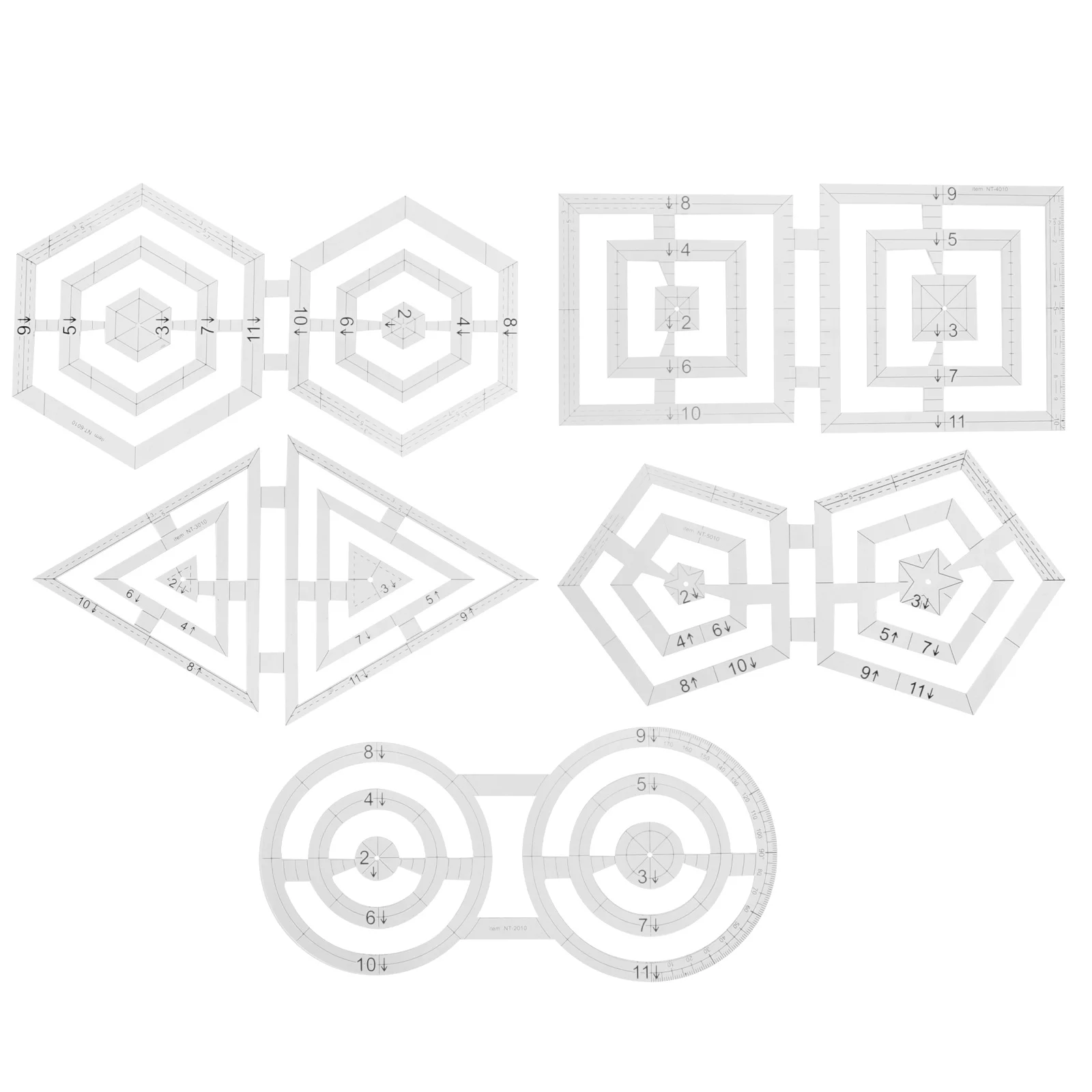 

5Pcs Fabric Ruler for Quilting Sewing Cutting Acrylic Measuring Gauge with Clear Lines Multi-Functional Craft Tool for DIY