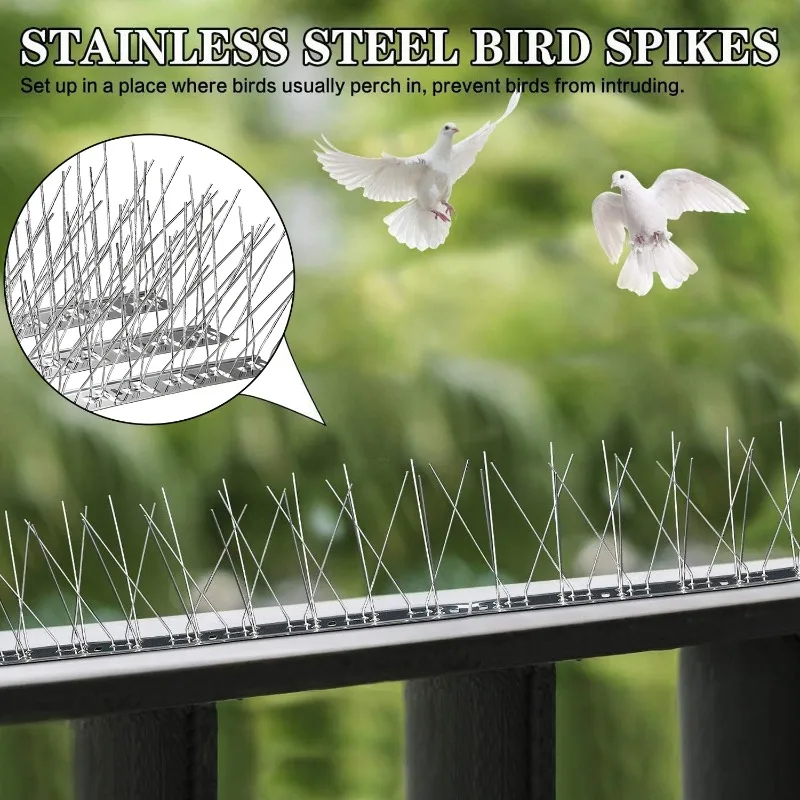 Stainless Steel Bird Spikes Anti Pigeon Fence Spikes Squirrel Defender Spike Garden Balcony Bird Repeller Deterrent Thorn Nail