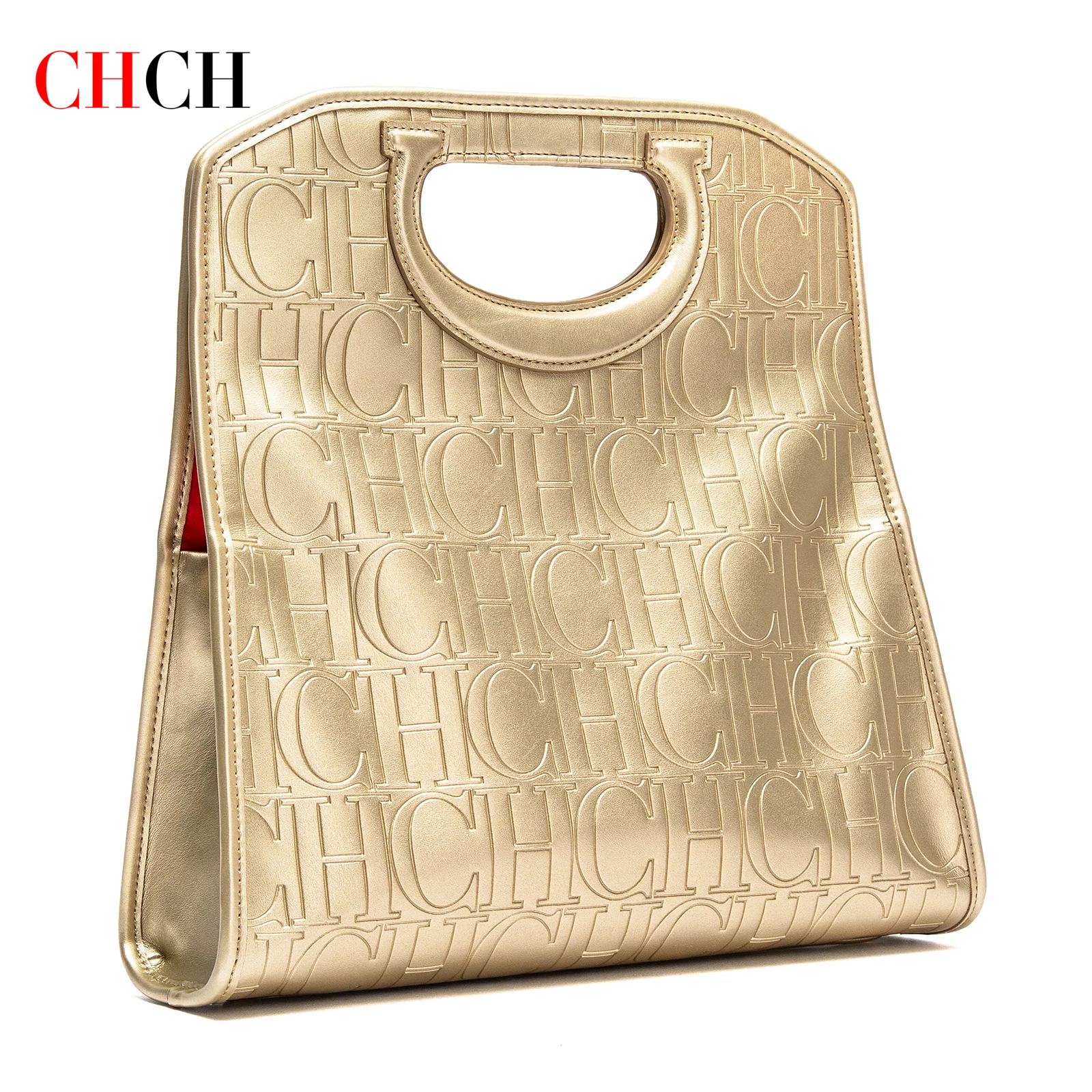 

CHCH Women's Handbag 2025 New Gold Embossed Tote Bag Simple Mommy Bag