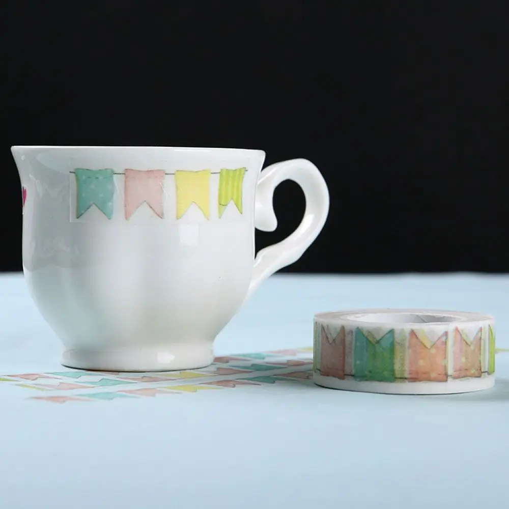 Kawaii Colour Flag Washi Tape DIY Decoration Scrapbooking Masking Tape Stationery 1.5cm*10m Adhesive Tape