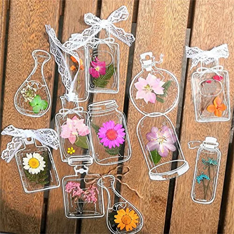 Botella de marcapáginas de flores secas, marcapáginas de flores secas transparentes, marcador de flores secas DIY, apto para graduación de niños y mujeres