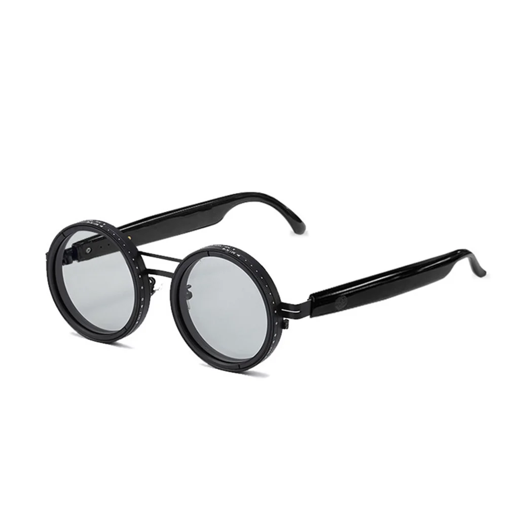 Smart AI Round-Frame Translation Glasses Multi-function 9-Level Adjustable Light-Reducing Anti-blue ray /UV Polarized Sunglasses
