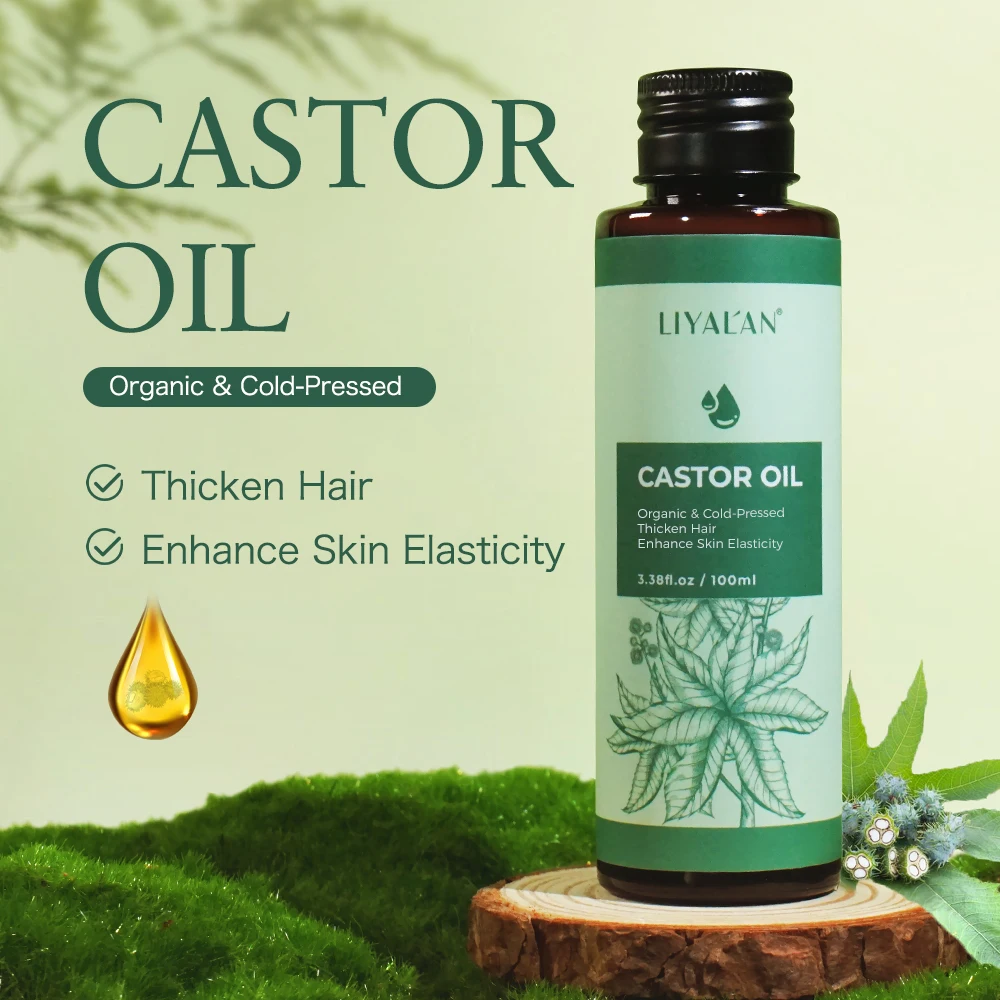 100ml Castor Oil Thicken Hair Eyelashes Eyebrows Beard Hair Growth Organic Cold-Pressed Carrier Oil