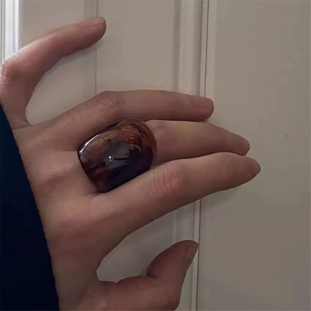 New Geometric Wide Face Chunky Ring Resin Women Large Finger Rings Gift Accessories Exaggerated Punk Jewelry